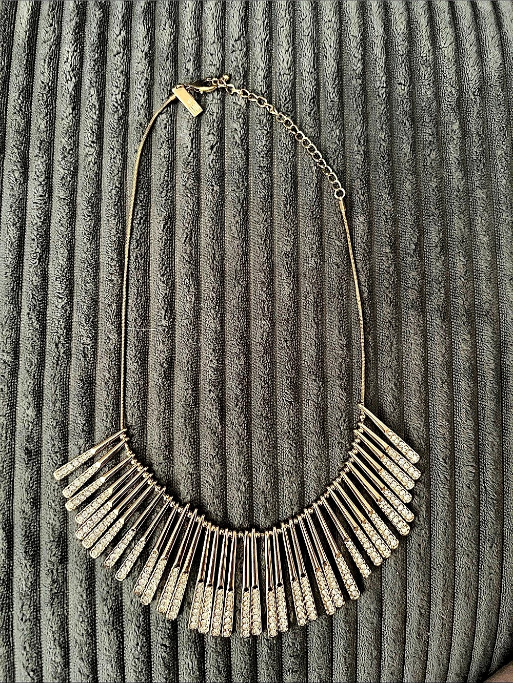 INC International Concepts Gold Crystal Fringe Collar Necklace